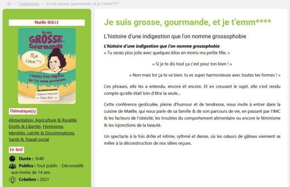 Je suis grosse, gourmande, et je t’emm****L'histoire d'une indigestion que l'on nomme grossophobie